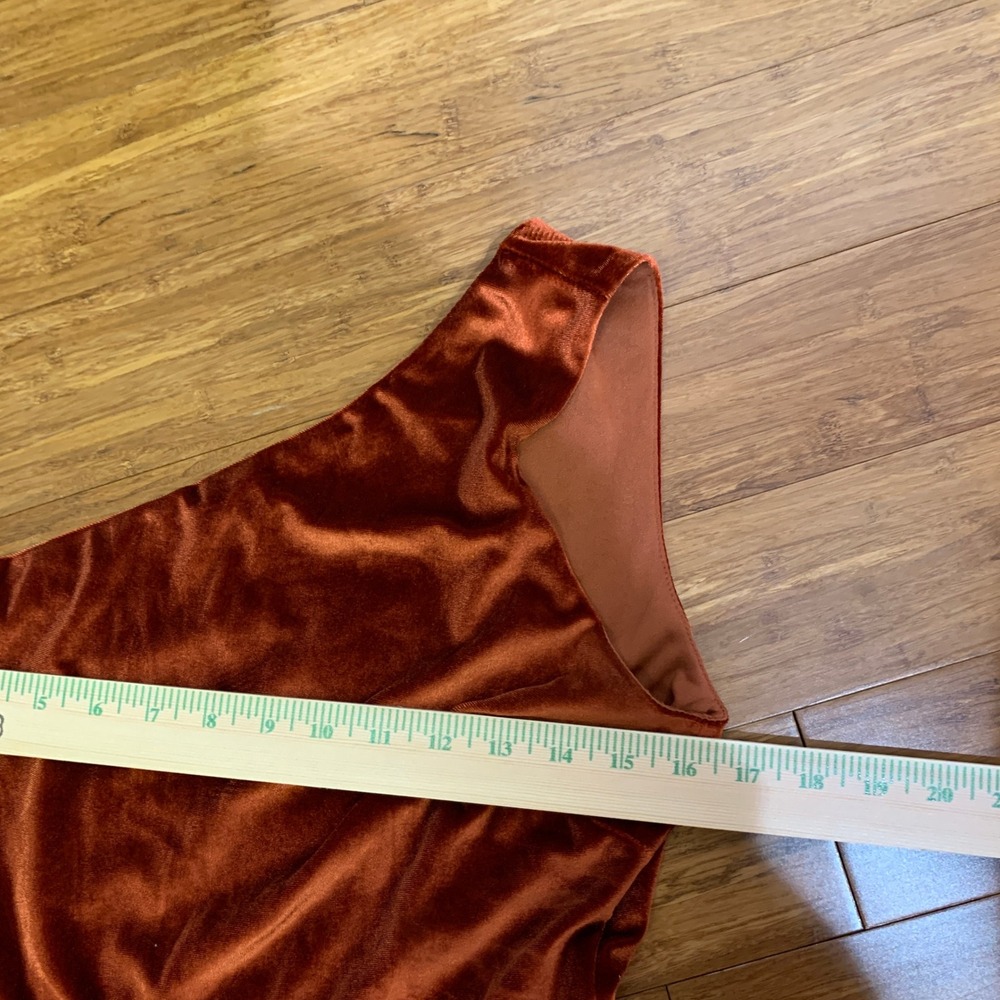 Baltic Born One Shoulder Velvet Maxi Dress‎ Burnt Orange Size Large Side Slit - Picture 4 of 6